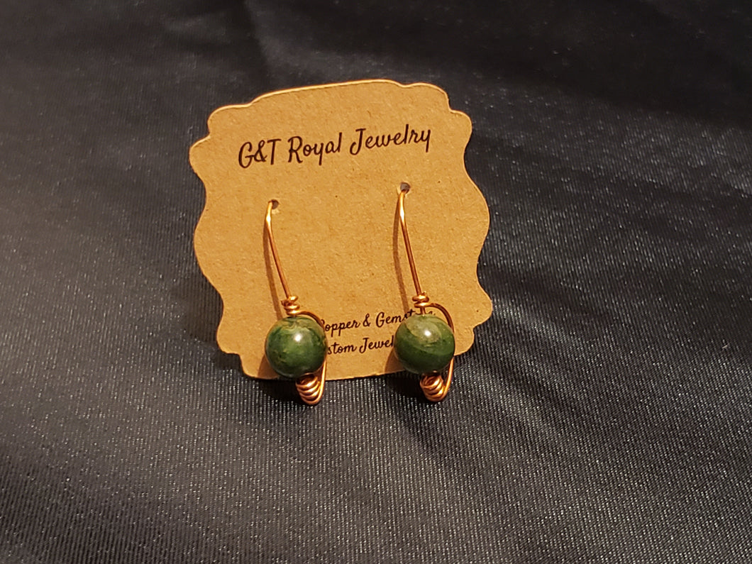 African jade gem drop earrings