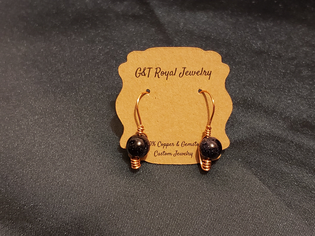 Blue goldstone gemdrop earrings